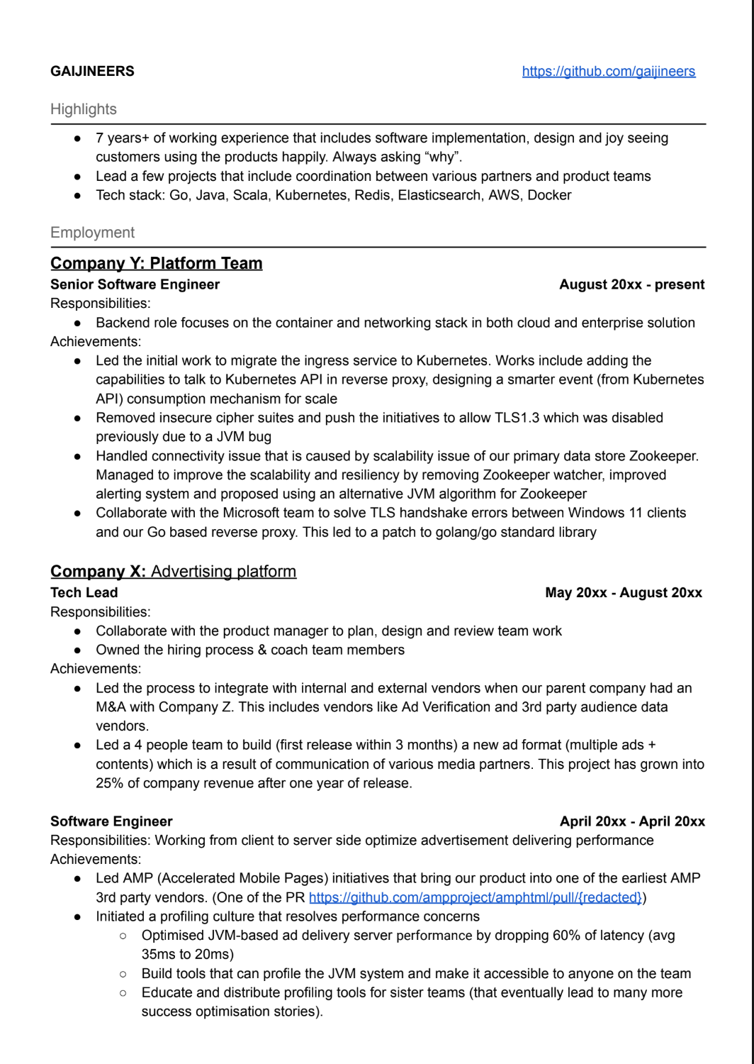 Sample engineer resume